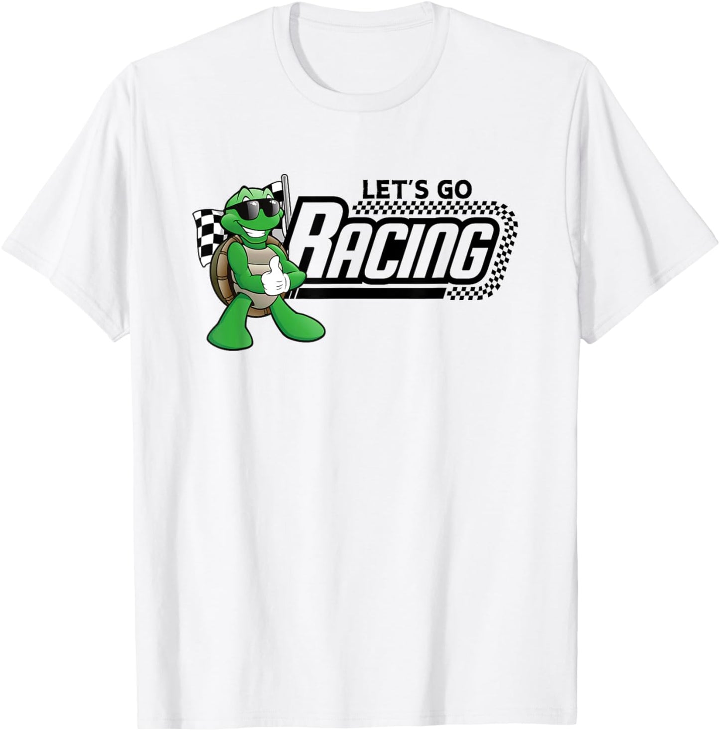 Turtle Races Racing Turtles Checkered Flag T-Shirt - T-Shirt | White