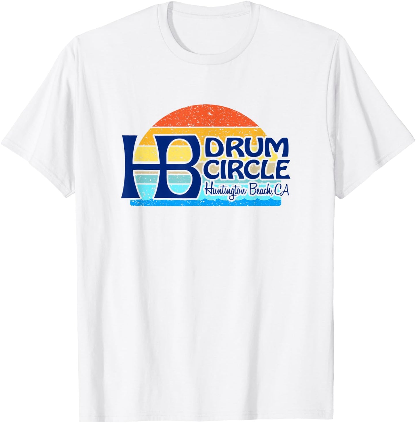 HB Drum Circle Huntington Beach, CA - sunset surf sand vibes T-Shirt - T-Shirt | White