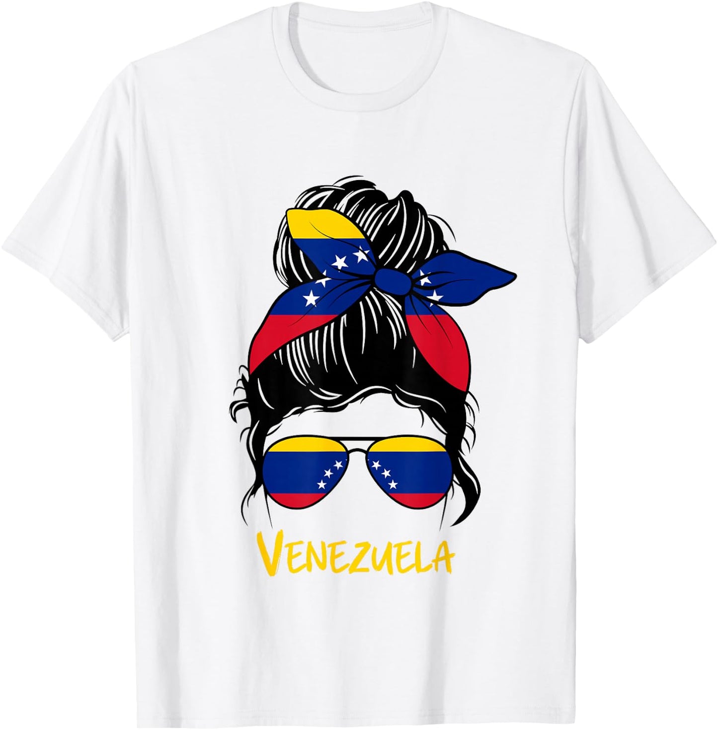 Venezuelan Girl Bandana Glasses Flag Colors Latina Pride T-Shirt - T-Shirt | White