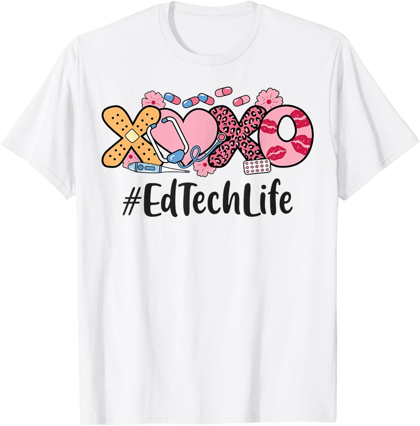 Ed Tech Valentines Day Women Heart Stethoscope Appreciation T-Shirt - T-Shirt | White