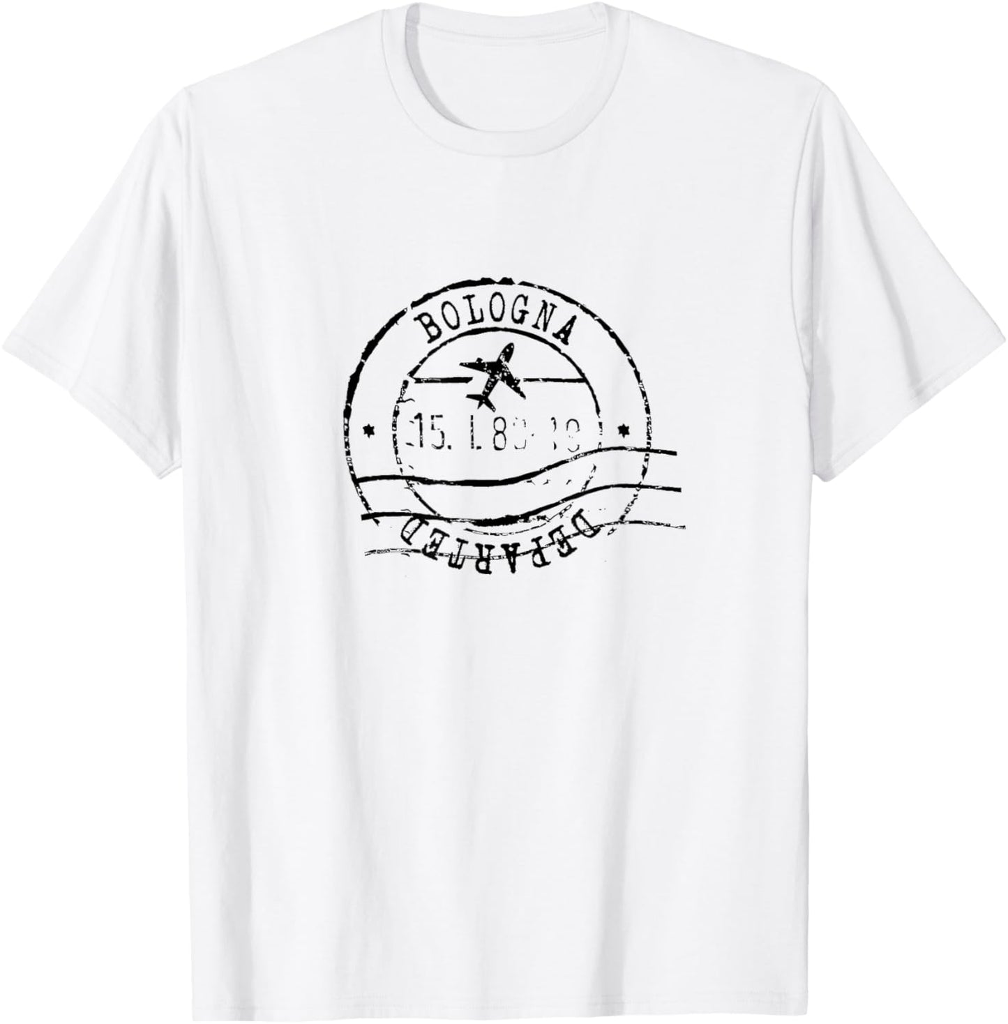 Bologna Italy Travel Vintage Passport Stamp T-Shirt - T-Shirt | White