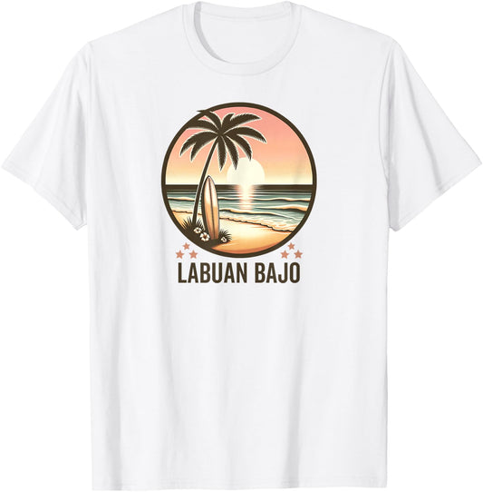 Labuan Bajo Palm Trees Surfing - Indonesia Beach Sunset Women Kids T-Shirt - T-Shirt | White