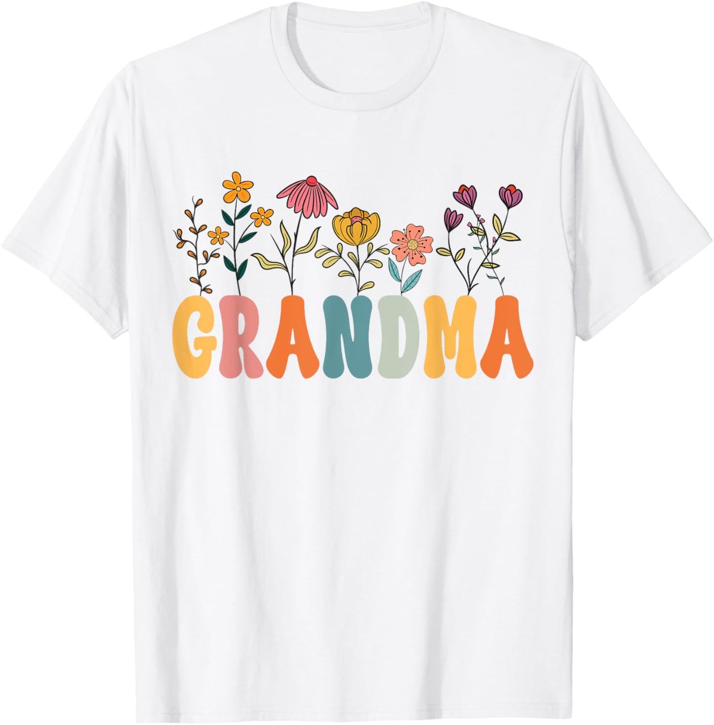 Grandma Wildflower Groovy Grandma Floral T-Shirt - T-Shirt | White