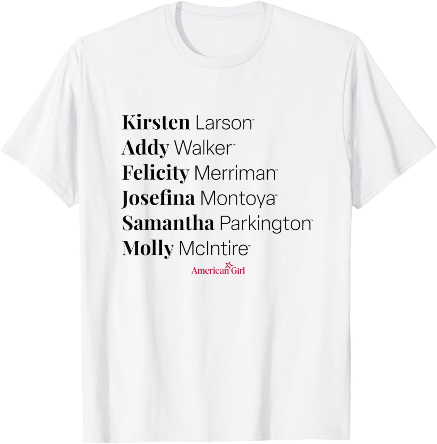 American Girl -Kirsten Addy Felicity Josefina Samantha Molly T-Shirt - T-Shirt | White