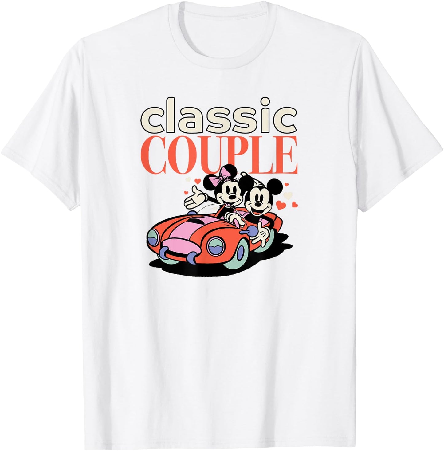 Amazon Essentials Mickey and Minnie Valentine's Day Classic Couple T-Shirt - T-Shirt | White