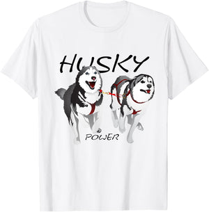Husky Power Awesome Cute Husky Dog Men Women Girls Kids T-Shirt - T-Shirt | White