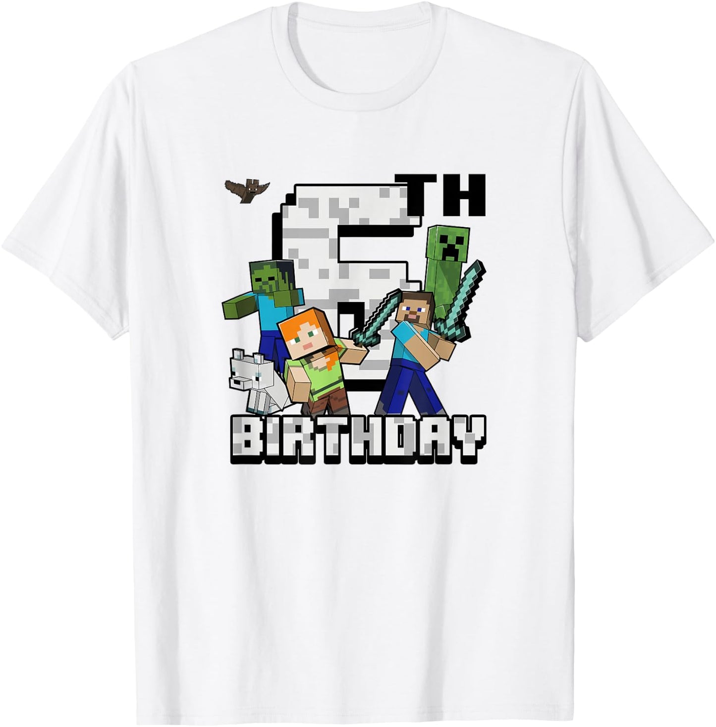 Minecraft Group Shot Happy 6th Birthday T-Shirt - T-Shirt | White
