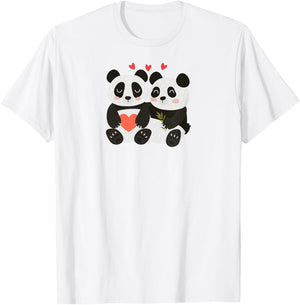 Panda Couples Gift Wedding Anniversary Valentine's Day Him Her T-Shirt - T-Shirt | White