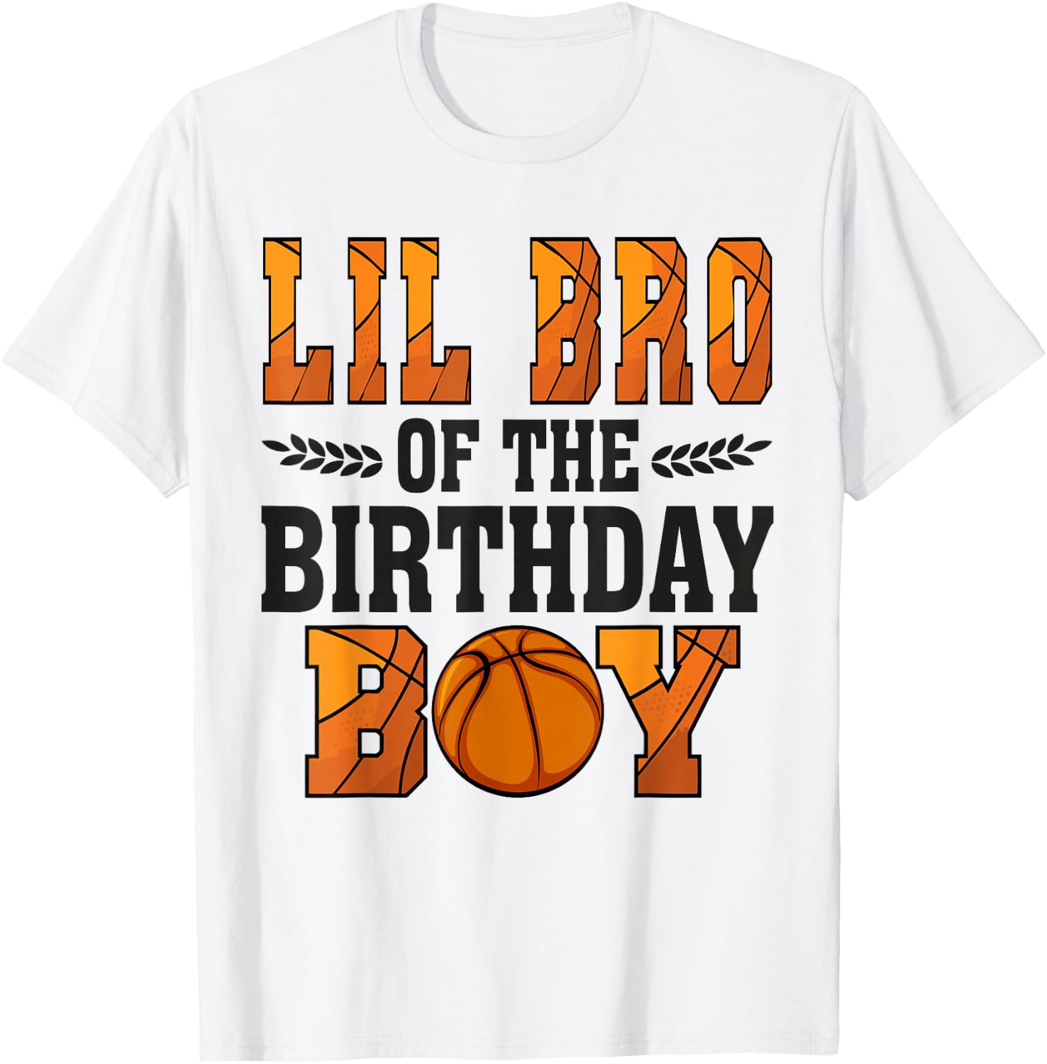 Lil Bro Of The Birthday Boy Basketball Brother 1st Bday T-Shirt - T-Shirt | White