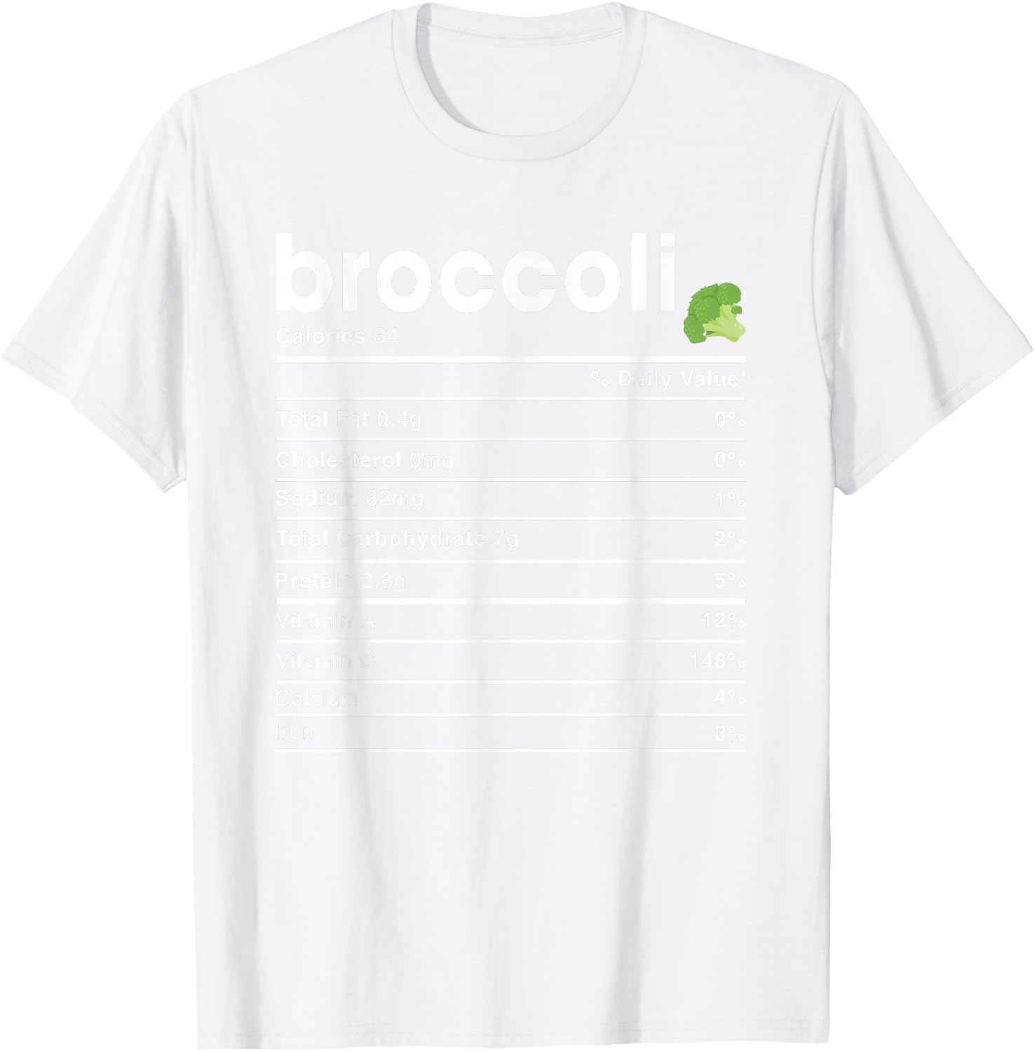Broccoli Nutrition Facts T-Shirt - T-Shirt | White