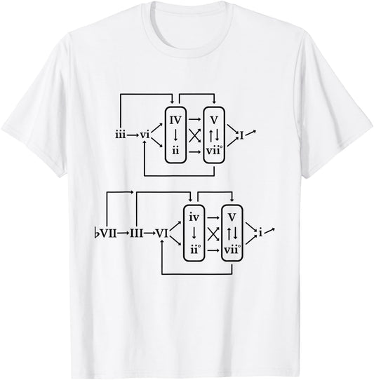 Classical Jazz Music Theory Chord Progression Formula Chart T-Shirt - T-Shirt | White