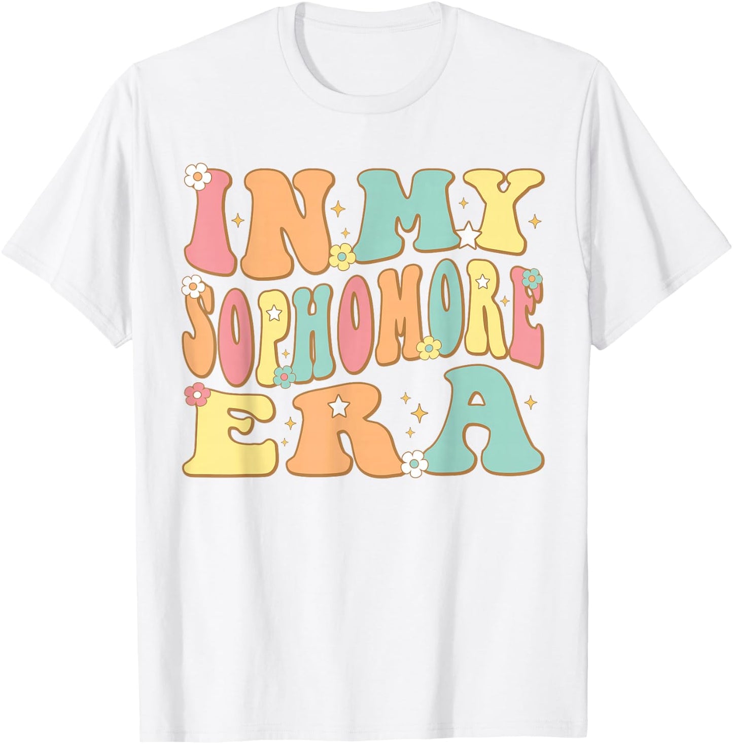 In My Sophomore Era Groovy School 10th Grade Student Girl T-Shirt - T-Shirt | White