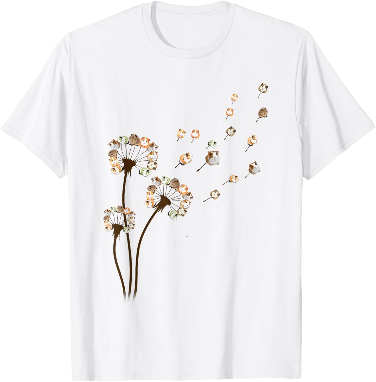 Flower Guinea Pig Dandelion Funny Animal Lovers Cute T-Shirt - T-Shirt | White