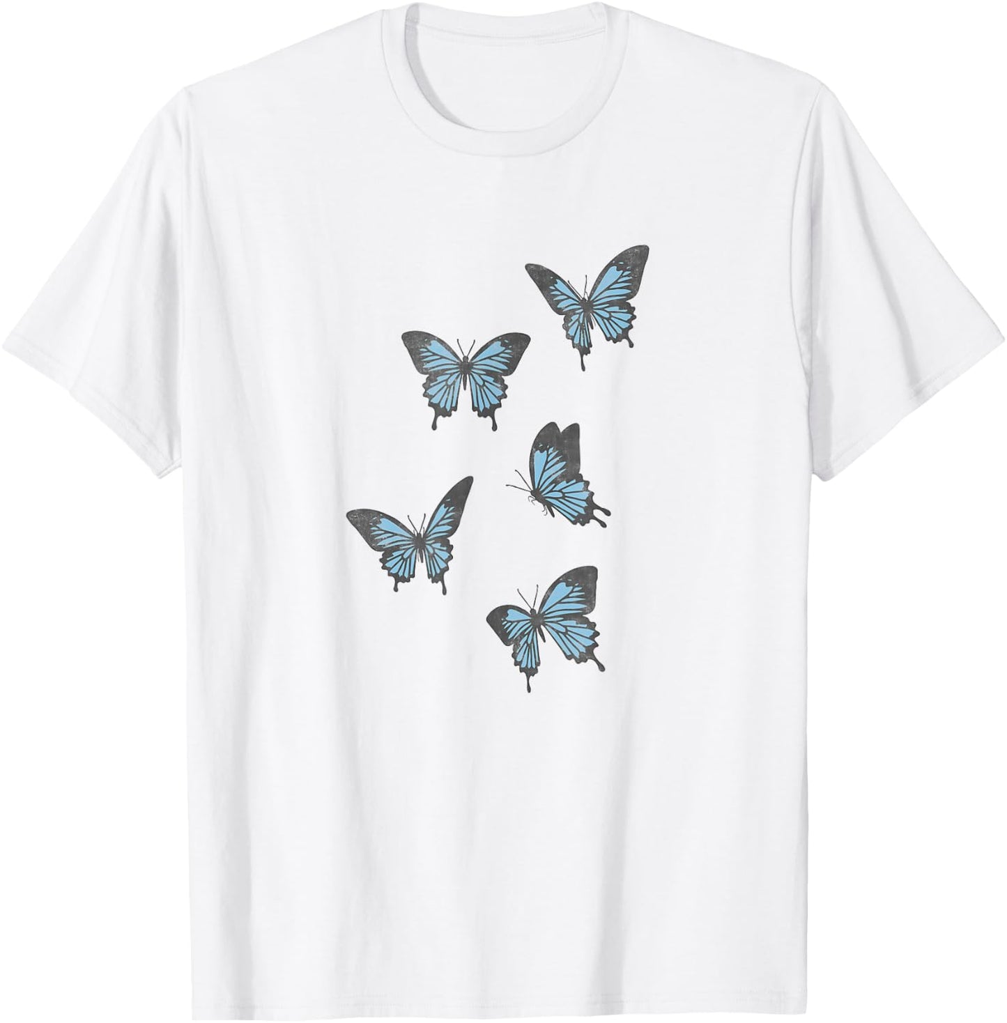 Fifth Sun Blue Butterflies Portraits T-Shirt - T-Shirt | White