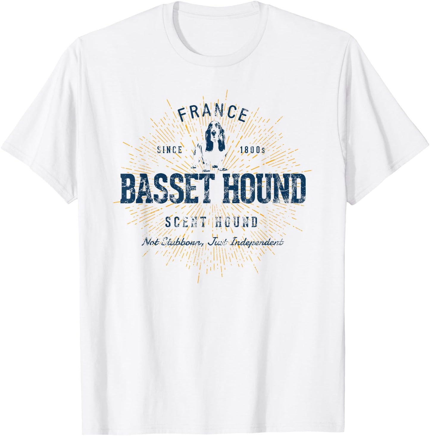 Retro Vintage Basset Hound T-Shirt - T-Shirt | White