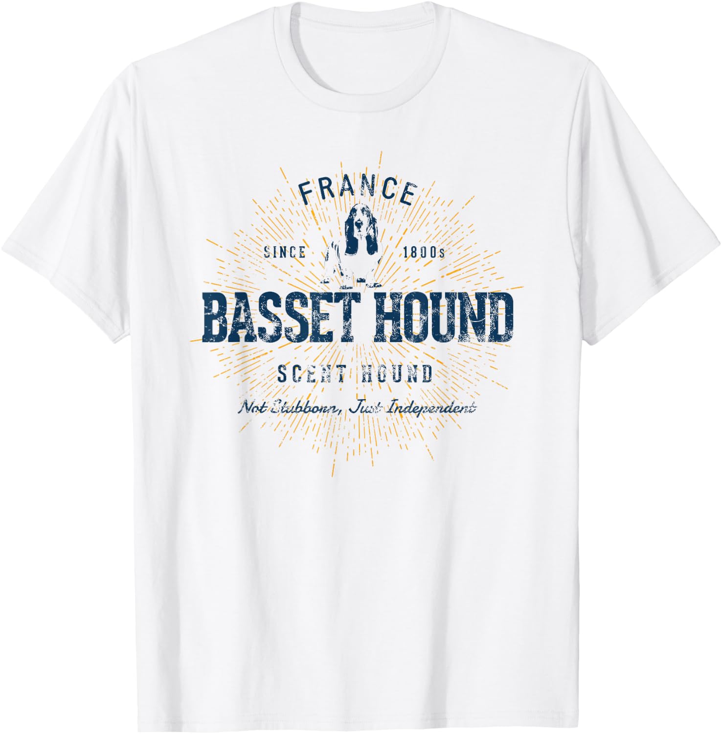 Retro Vintage Basset Hound T-Shirt - T-Shirt | White