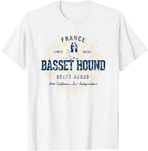 Retro Vintage Basset Hound T-Shirt - T-Shirt | White