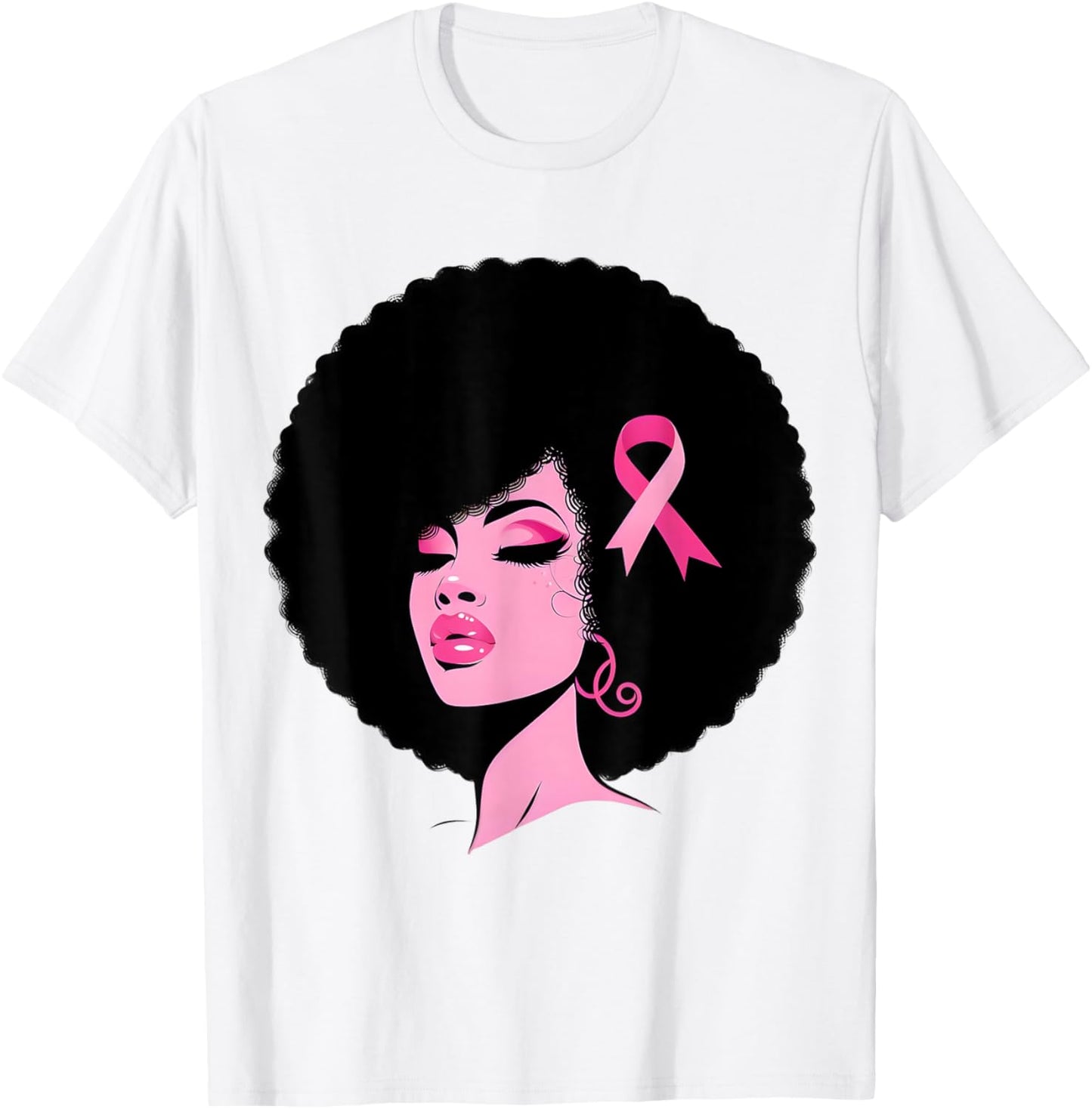 Breast Cancer Black African American Women Support Pink T-Shirt - T-Shirt | White