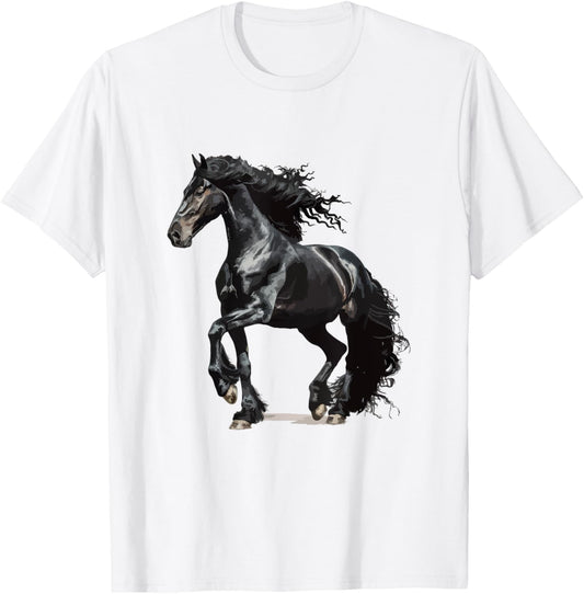 Vintage Friesian horse T-Shirt - T-Shirt | White