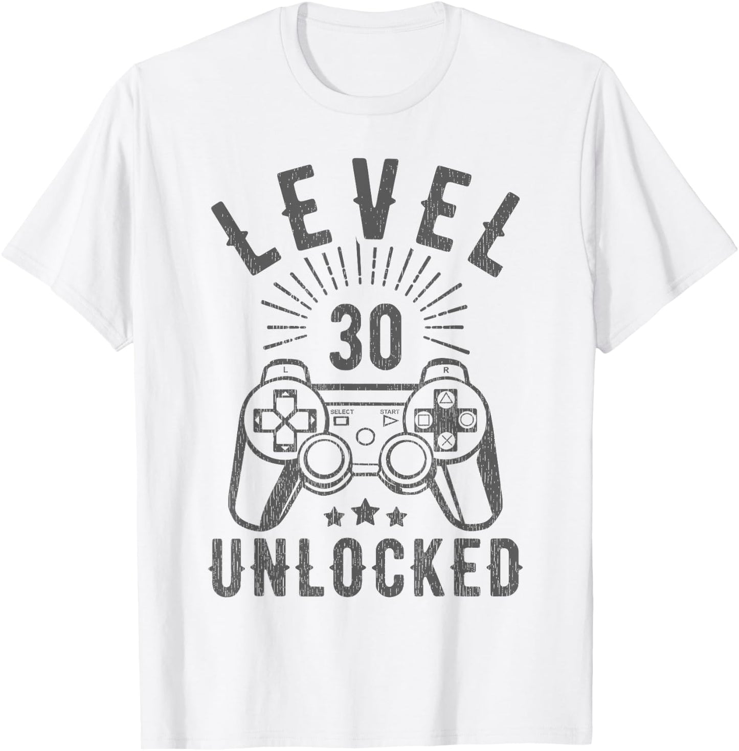 Level 30 Unlocked Funny Gamer 30th Birthday Vintage 30 Years T-Shirt - T-Shirt | White