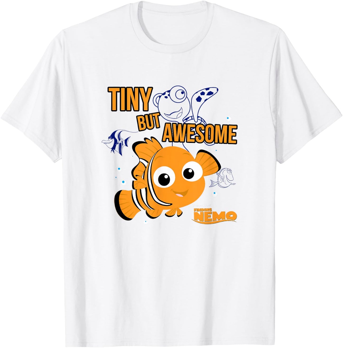 Disney Pixar Finding Nemo Tiny But Awesome Big Chest Logo T-Shirt - T-Shirt | White