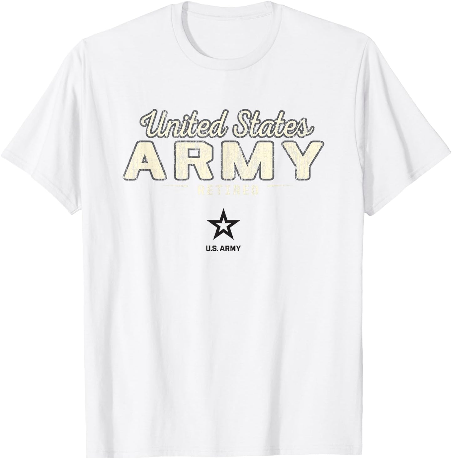 United States Army Military Retired Vintage Gray T-Shirt - T-Shirt | White