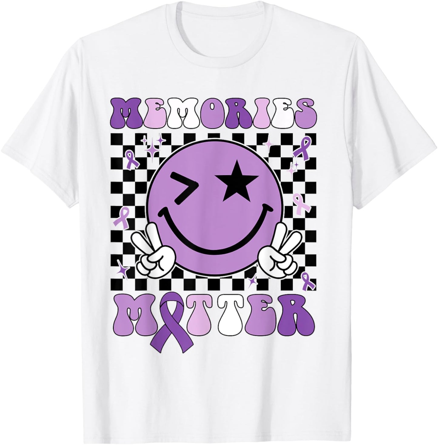 Memories Matter ALZ Purple Funny Meme Alzheimer's Awareness T-Shirt - T-Shirt | White