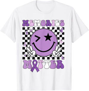 Memories Matter ALZ Purple Funny Meme Alzheimer's Awareness T-Shirt - T-Shirt | White