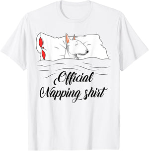 Sleeping Bull Terrier Pyjamas Dog Lover Official Napping T-Shirt - T-Shirt | White