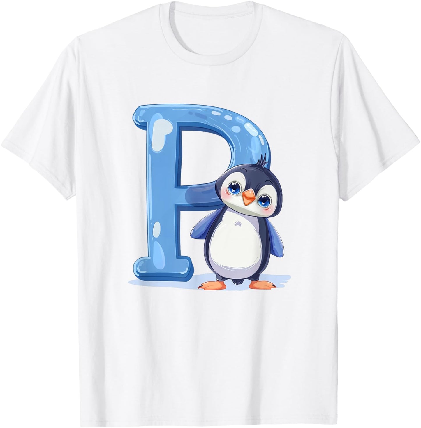 Penguin Lover Gift with Letter P Design; Animal Alphabet T-Shirt - T-Shirt | White