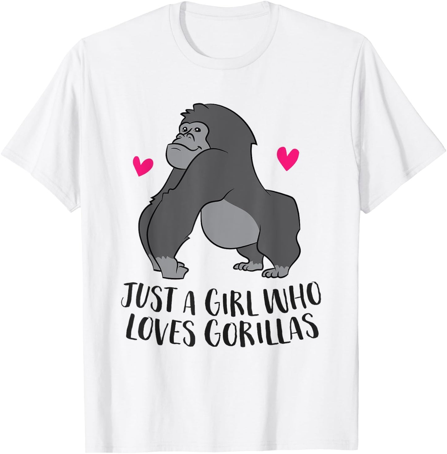 Just a Girl Who Loves Gorillas Cute Gorilla Girl T-Shirt - T-Shirt | White
