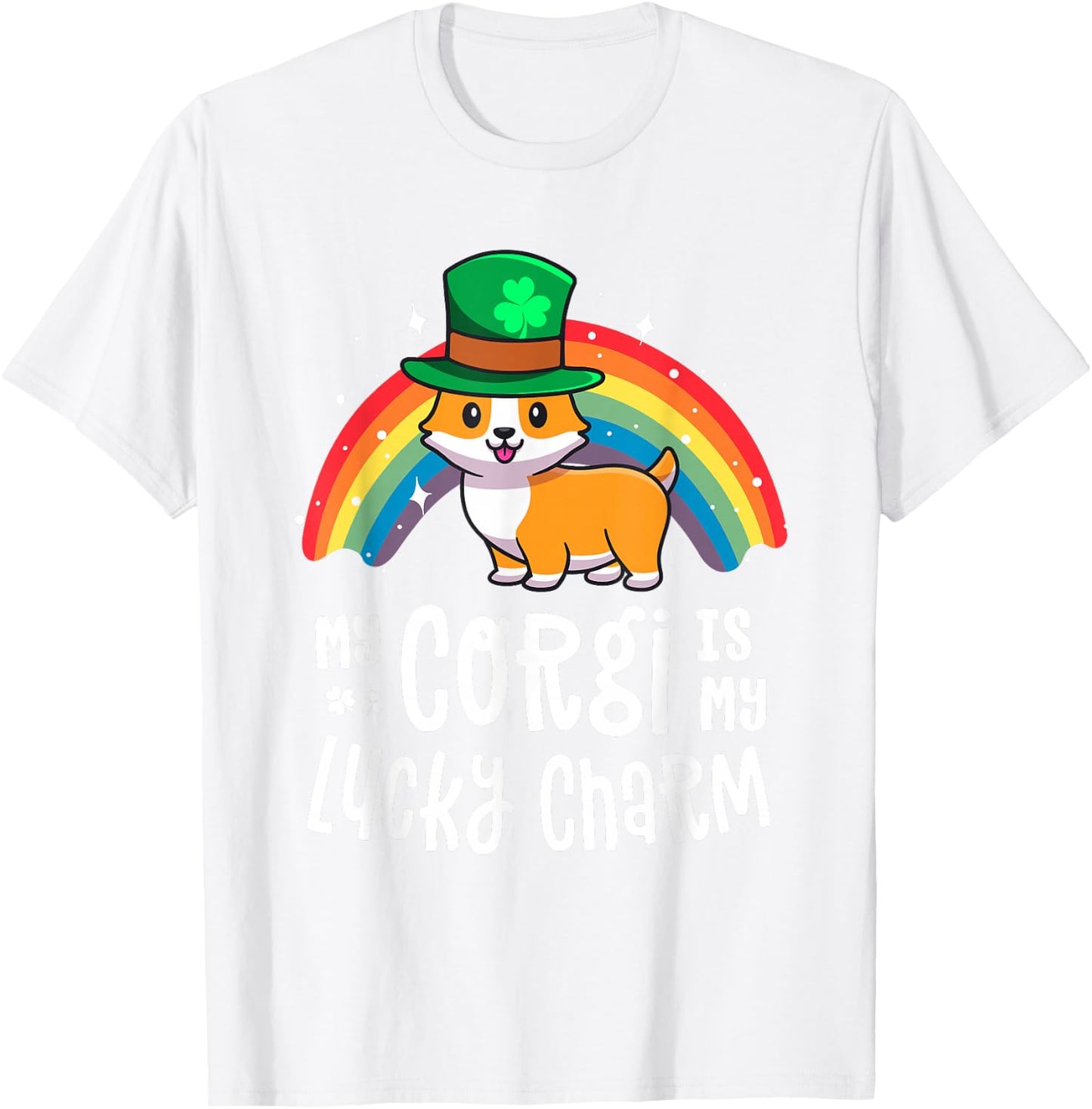 Corgi Lucky Charm Dog St Patricks Day Shirt Gift T-Shirt - T-Shirt | White