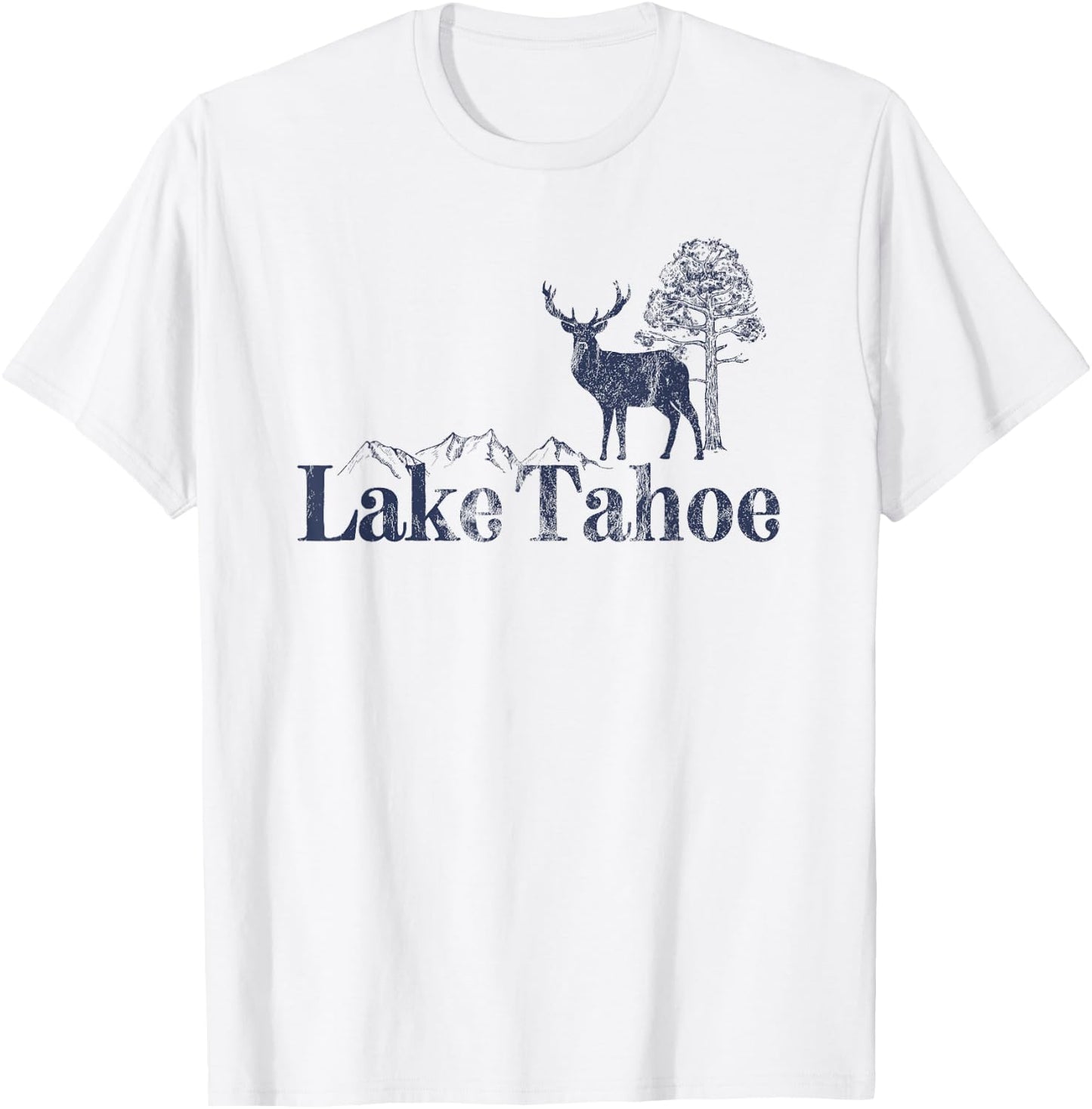 Lake Tahoe Shirt Vintage Retro Style Mountain Camping Hiking T-Shirt - T-Shirt | White