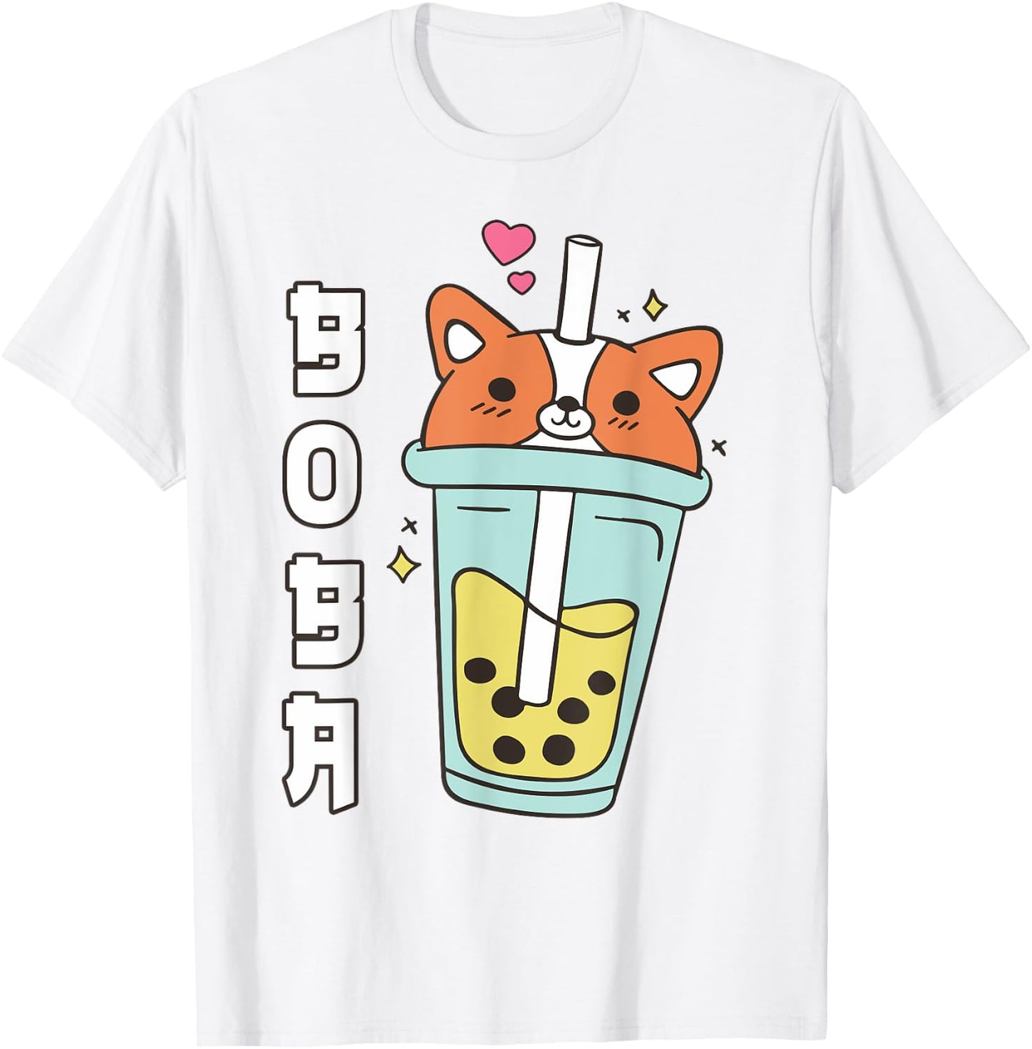 Cute Corgi Boba Tea Kid Girl Dog Mom Lover Gift Kawaii Anime T-Shirt - T-Shirt | White