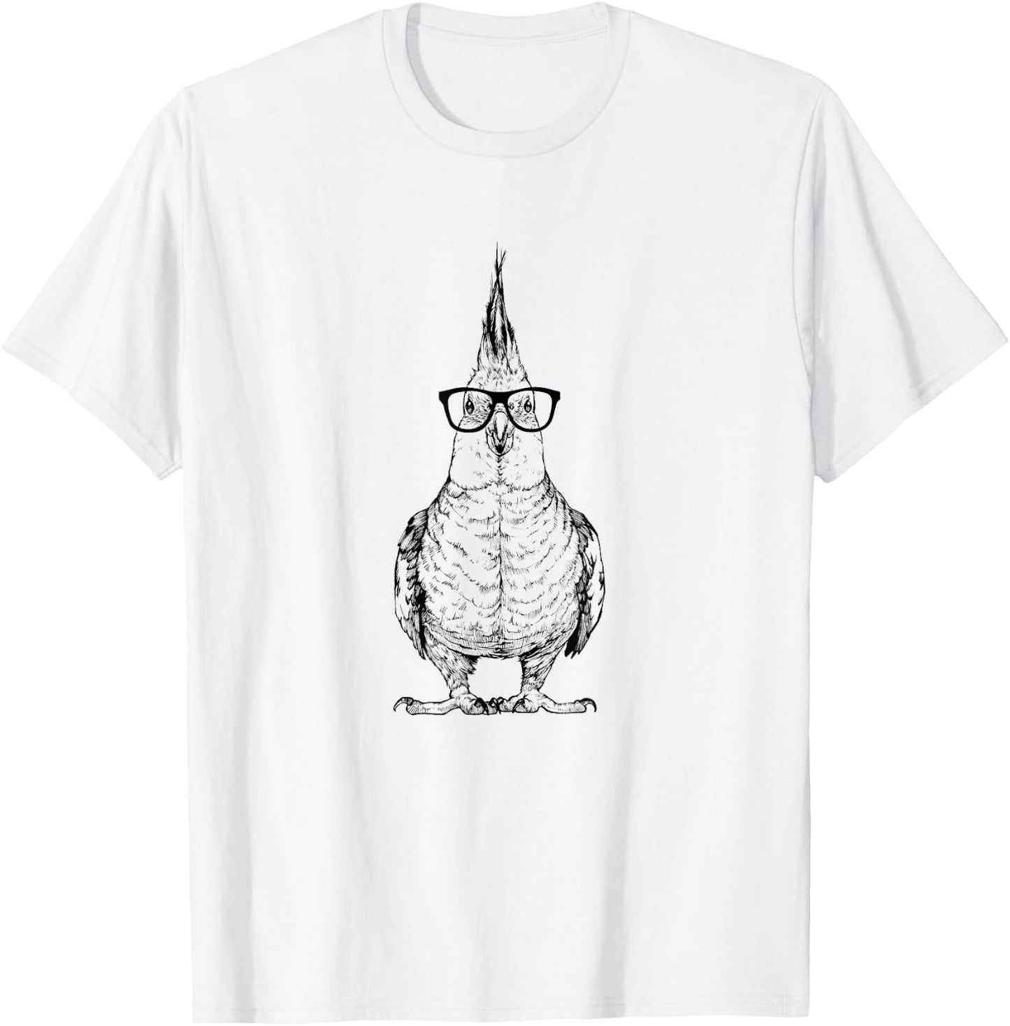 The Pawster Cockatiel Nerdy Glasses Cockatoo Bird T-Shirt - T-Shirt | White
