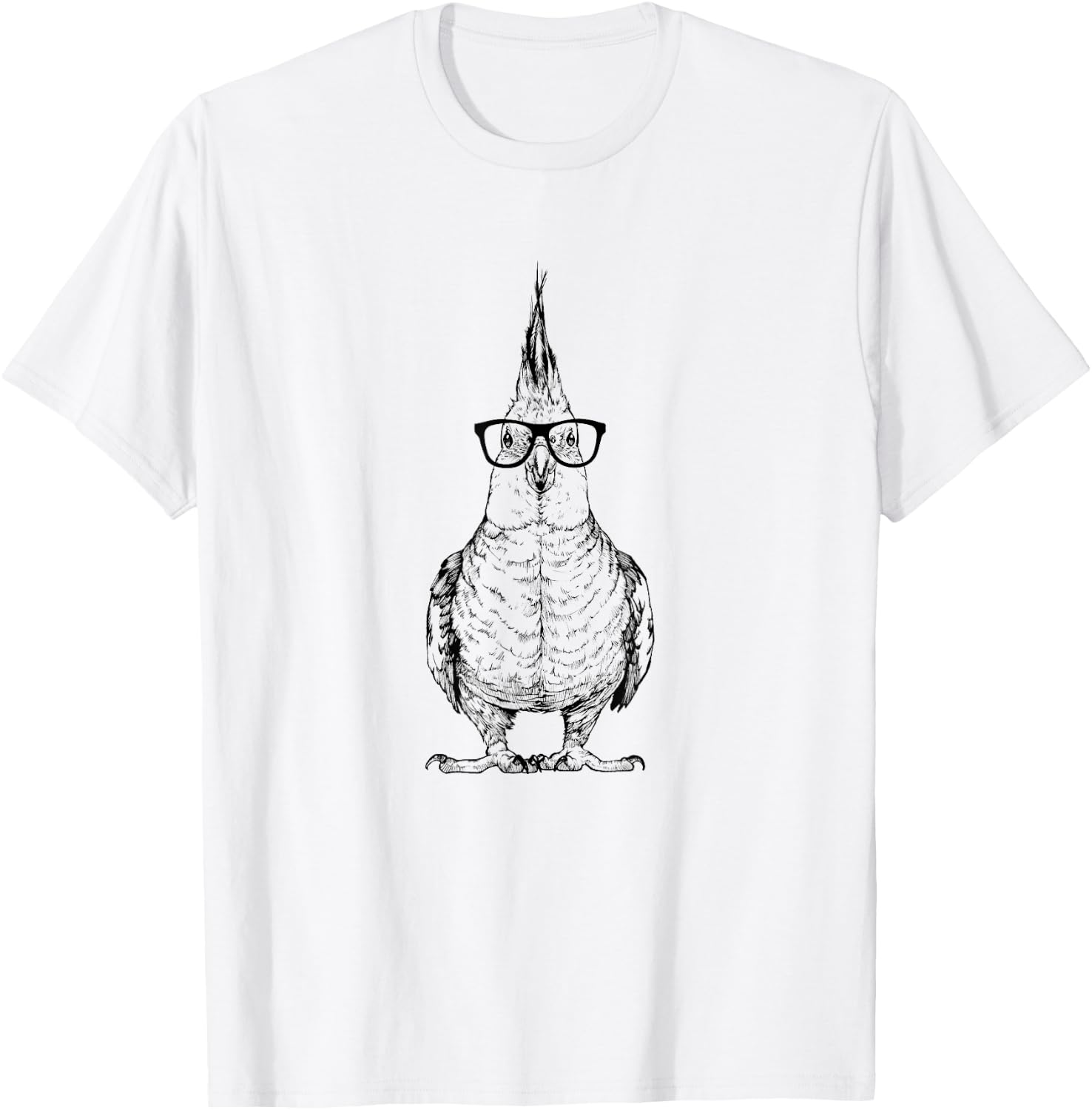 The Pawster Cockatiel Nerdy Glasses Cockatoo Bird T-Shirt - T-Shirt | White