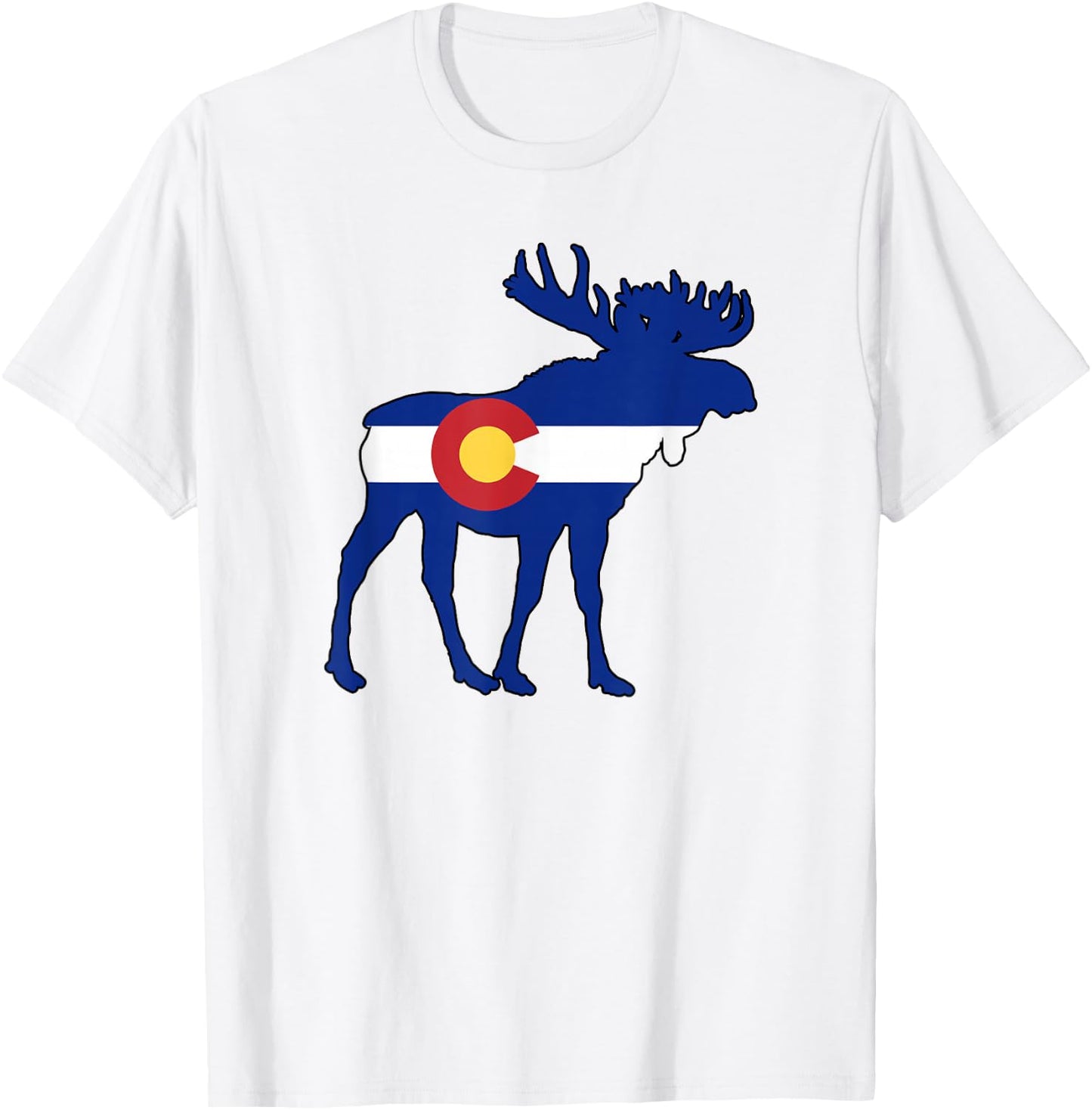 Colorado Flag Moose T-Shirt - T-Shirt | White