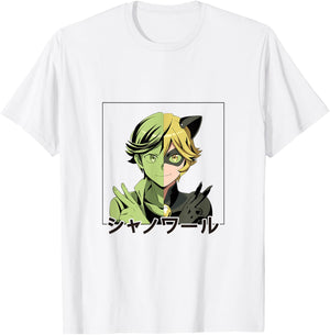 Miraculous Ladybug Manga Cat Noir T-Shirt - T-Shirt | White