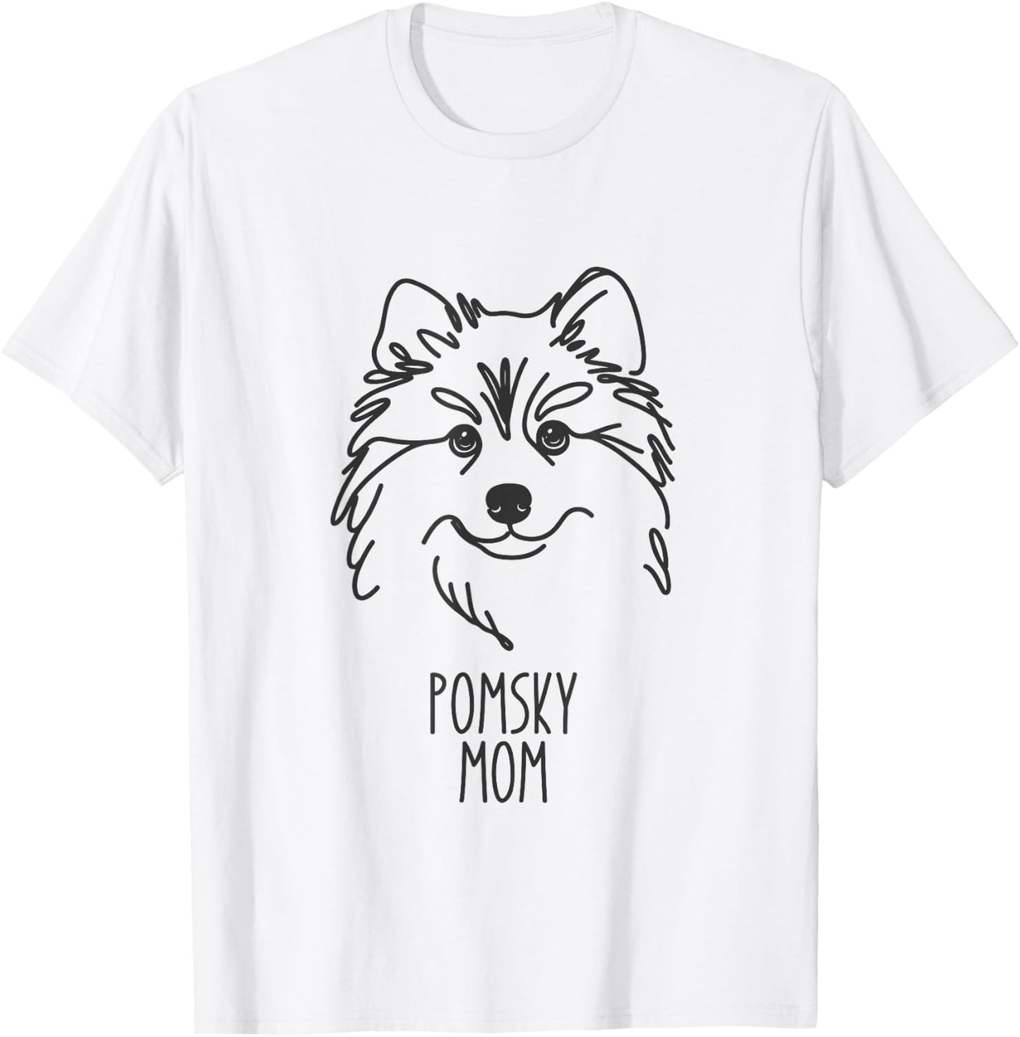 Line Art Best Dog Mom Women - Pomsky T-Shirt - T-Shirt | White