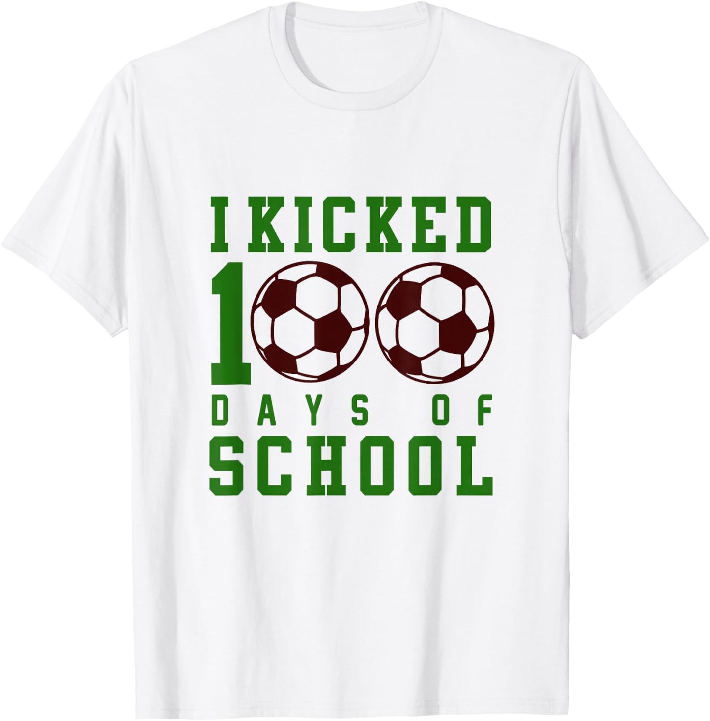 Happy 100 Days of School 100th Day Boys Girls Kids Soccer T-Shirt - T-Shirt | White