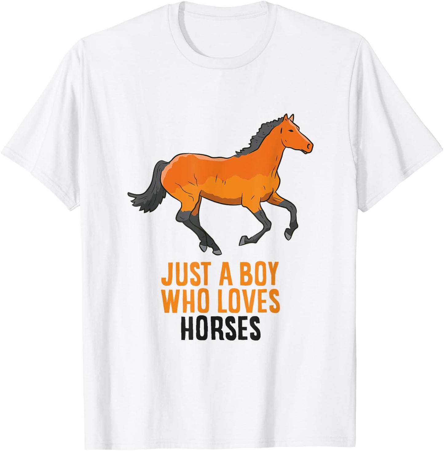 Horse Boy Just A Boy Who Loves Horses Horseback Riding T-Shirt - T-Shirt | White