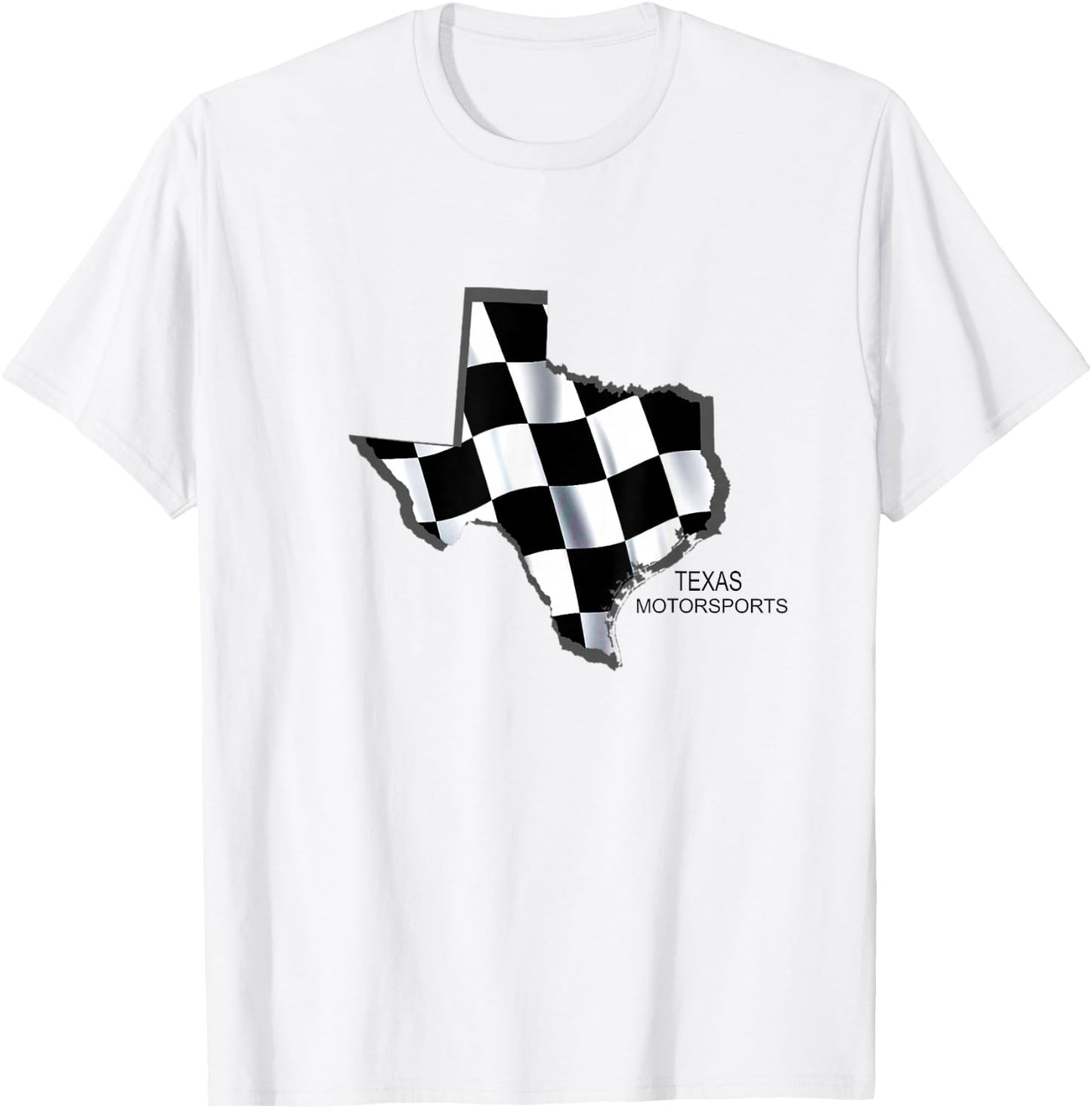 Texas Racing Speedway Checkered Race Flag T-Shirt - T-Shirt | White