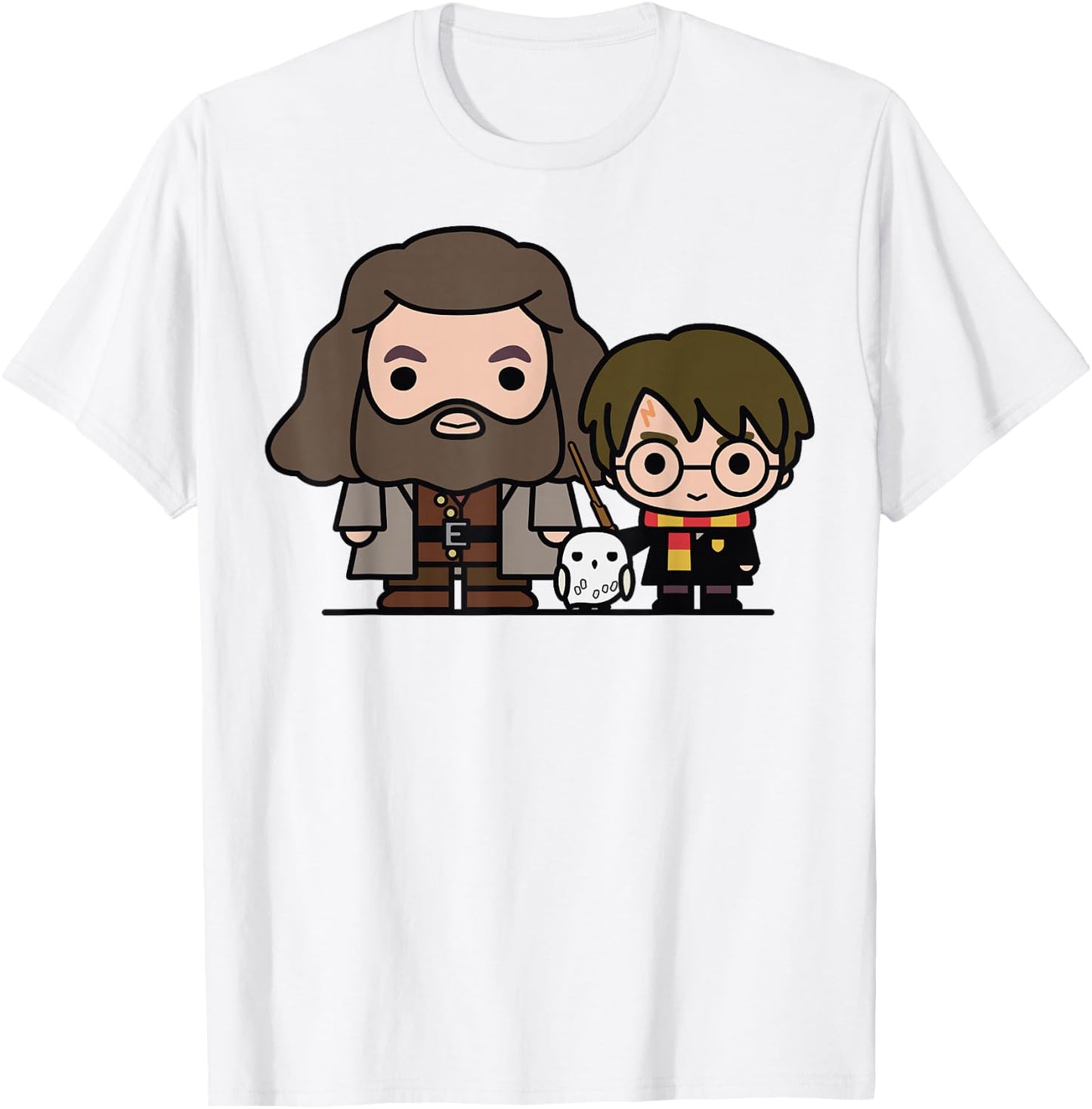 Harry Potter Hagrid Hedwig And Harry Cute Cartoon T-Shirt - T-Shirt | White