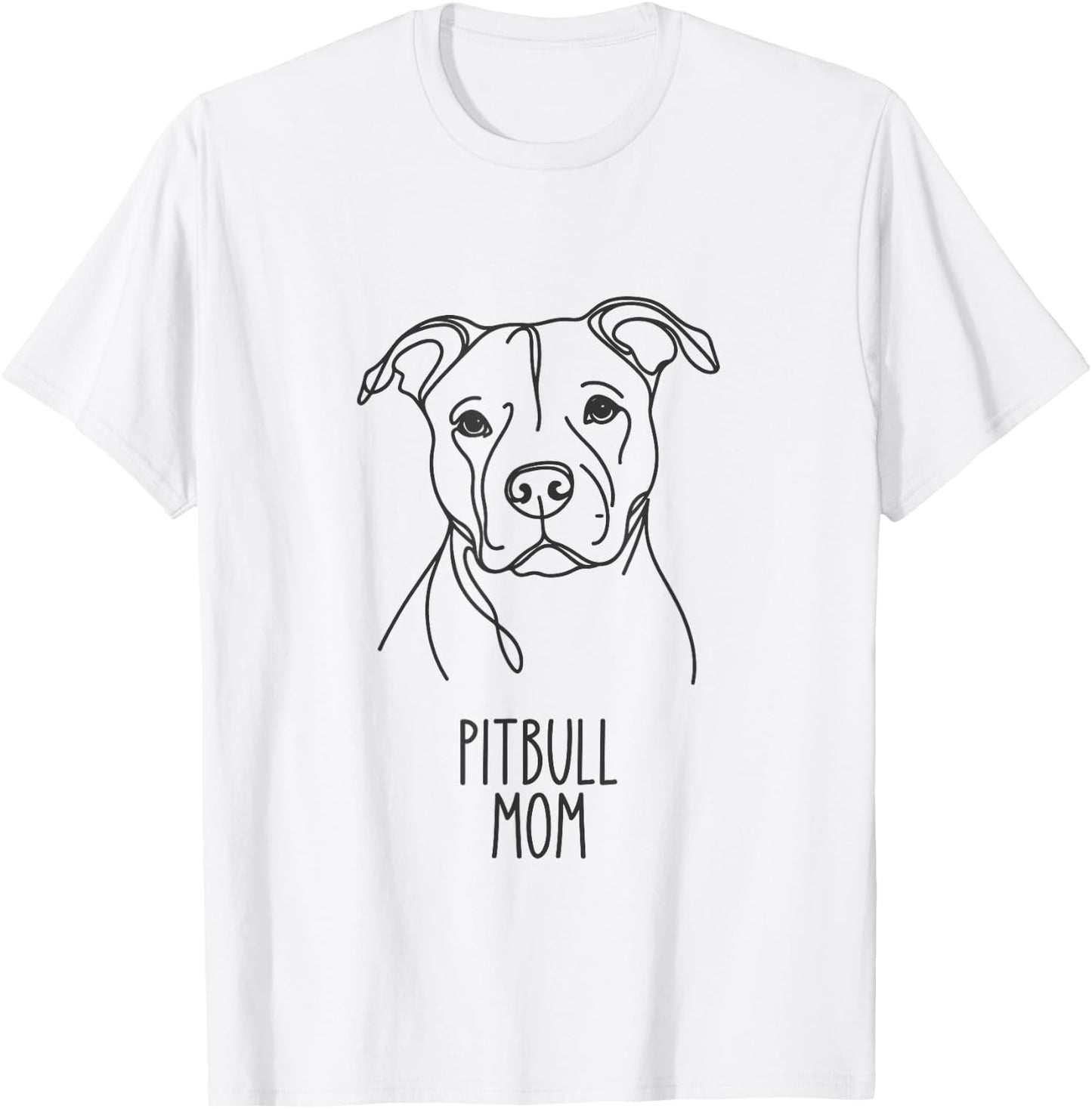 Line Art Best Dog Mom Women - Pitbull T-Shirt - T-Shirt | White