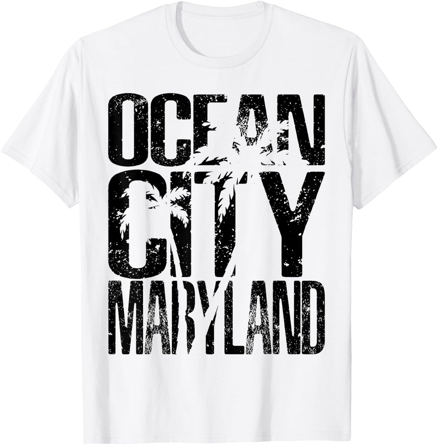 OCMD Ocean City Maryland retro vintage palm tree T-Shirt - T-Shirt | White