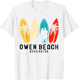 Vintage Washington Owen Beach Surfboarder Women Kids T-Shirt - T-Shirt | White