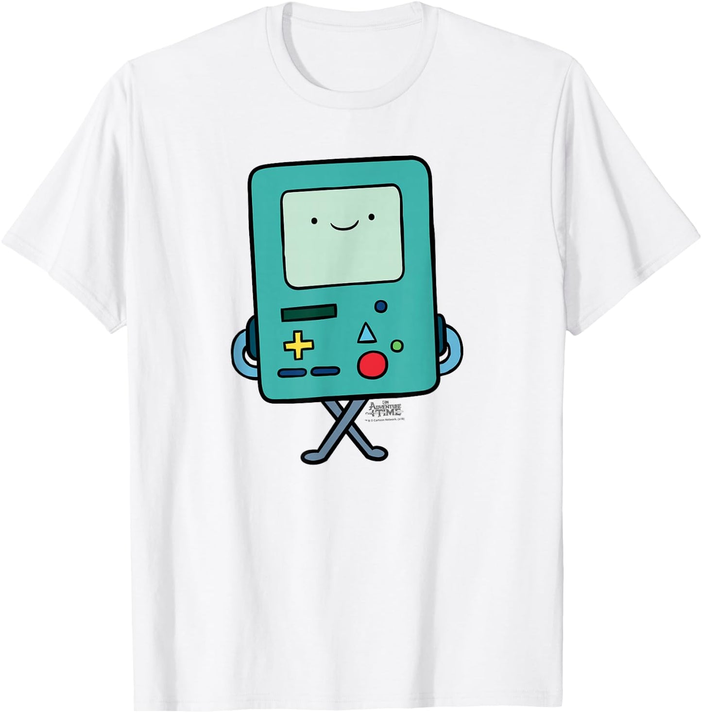 Cartoon Network Adventure Time BMO - Men's White Small Classic Fit Short Sleeve Cotton 60% Polyester 40% Modern Cartoon T-Shirt - T-Shirt | White