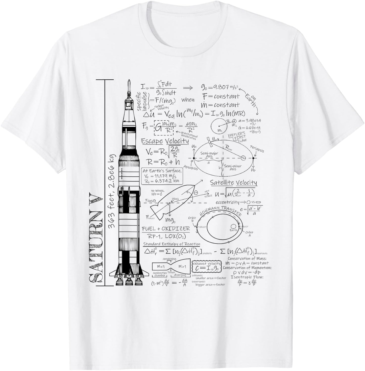 Saturn V Saturn 5 Rocket Science Equations T-Shirt - T-Shirt | White