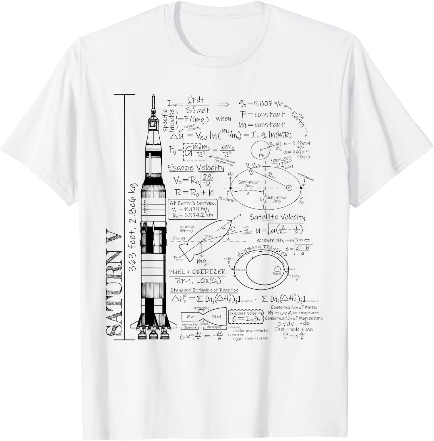 Saturn V Saturn 5 Rocket Science Equations T-Shirt - T-Shirt | White