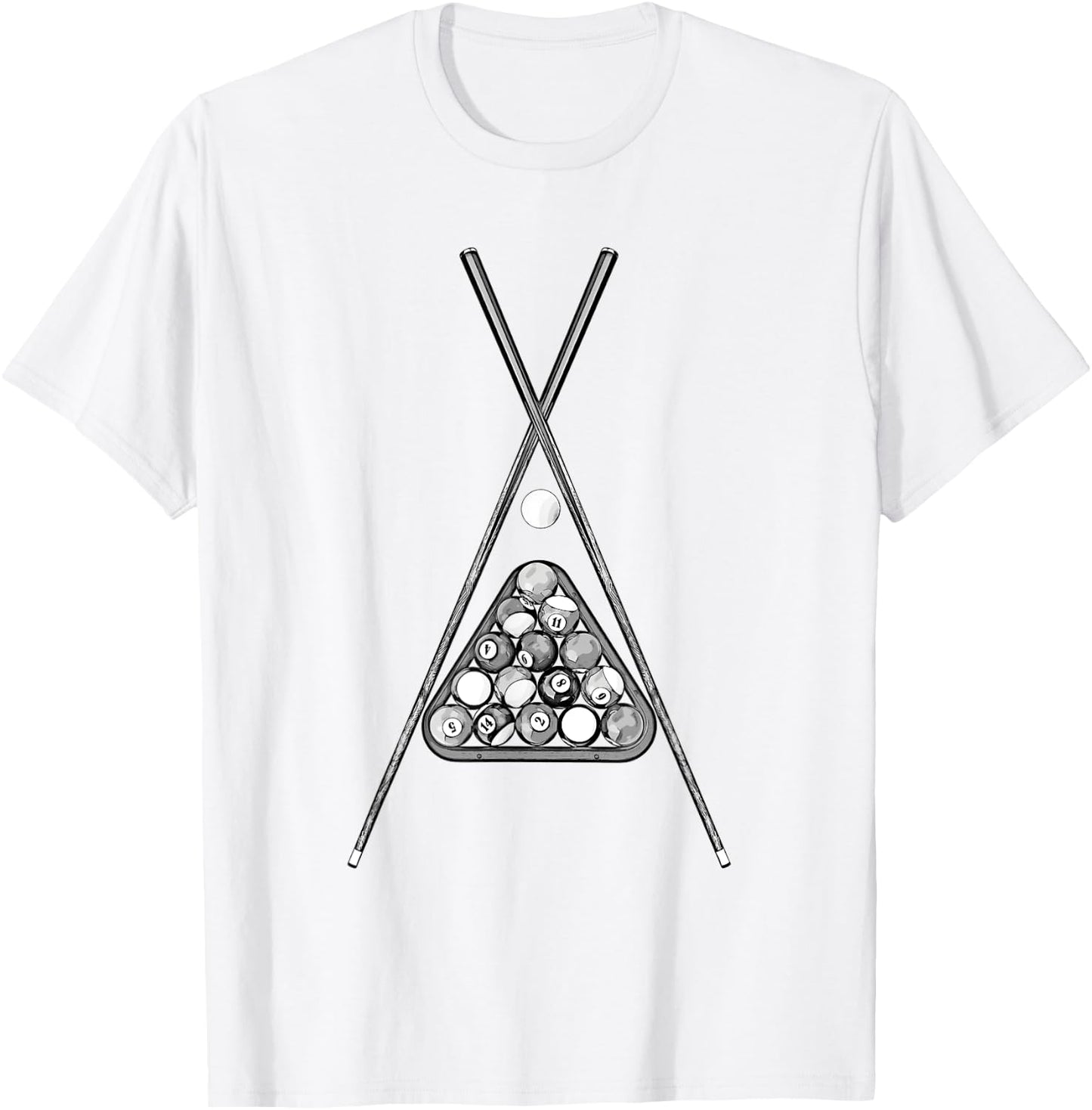 For Pool Player With Cue Ball Rack & Sticks Billiards T-Shirt - T-Shirt | White